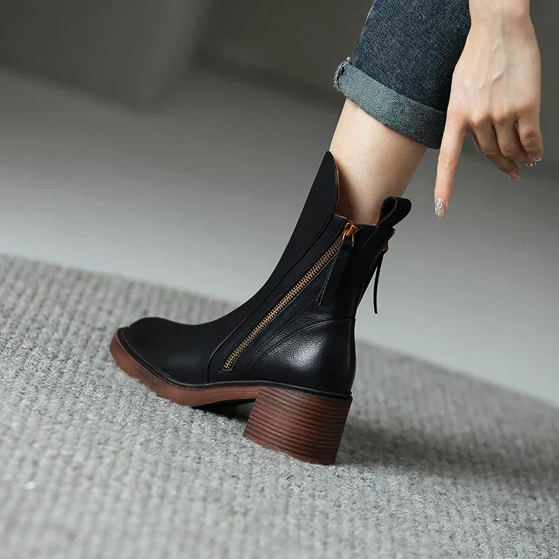 Addison | Leather Ankle Boots with Zip